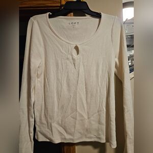 LOFT Women's Ivory Long Sleeve Tee
